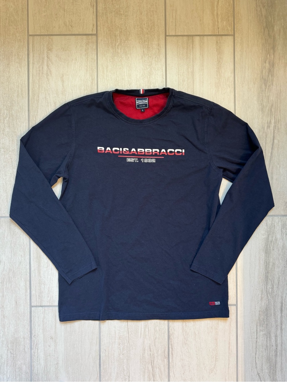 Baci & Abbracci Men's Long-Sleeve Logo Tee in Navy